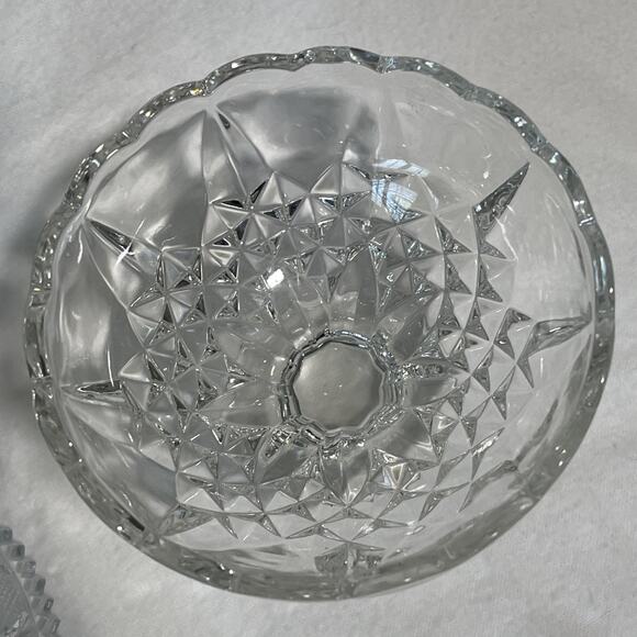 Cut Crystal Glass Vintage Candy Bowl with Cover 8” Tall 4.5” Wide W/ Base - Picture 4 of 8